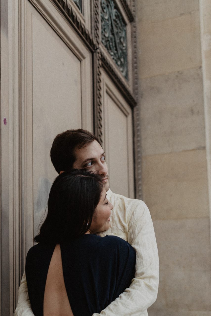 Couple in the rain Louvre Museum Paris Photography