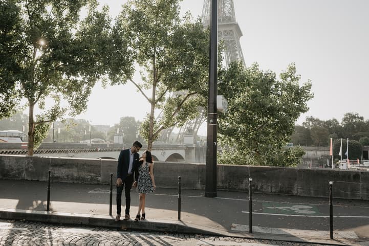 Engagement Paris Photography Eiffel tower Quai de Seine