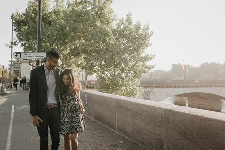 Couple Paris Photography Seine River