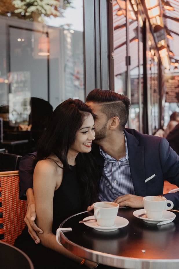 Couple Parisian cafe photography