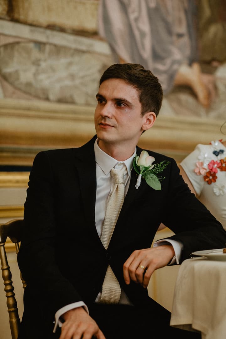 groom cry wedding photographer Le Cercle de l’Union Interalliée