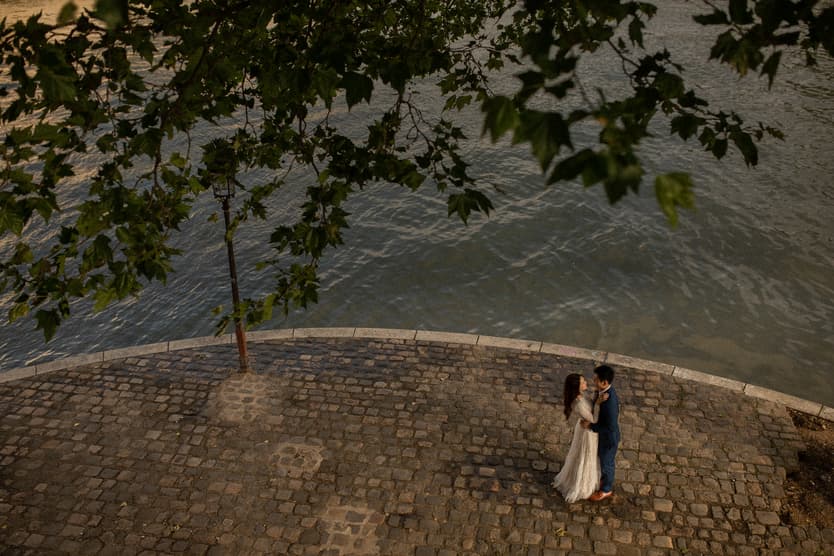 Paris Seine river pre-wedding