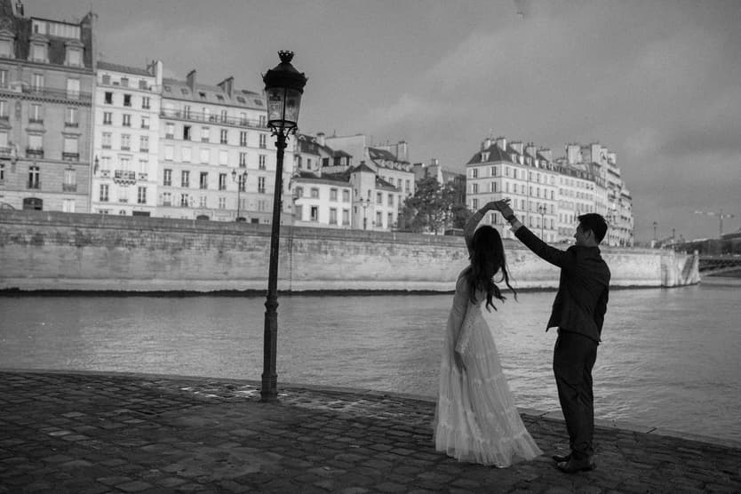 Paris Seine river pre-wedding