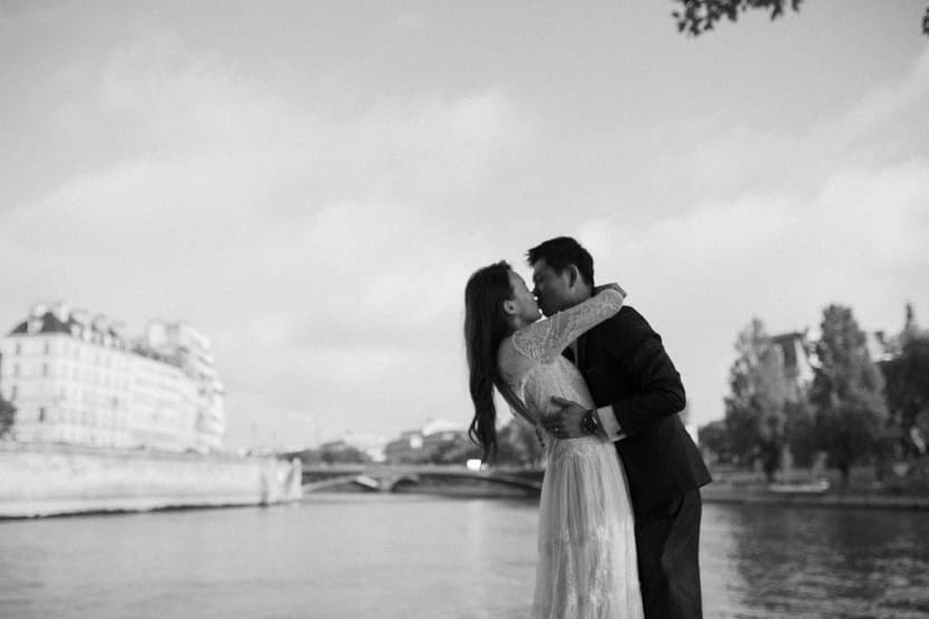 Paris Seine river pre-wedding