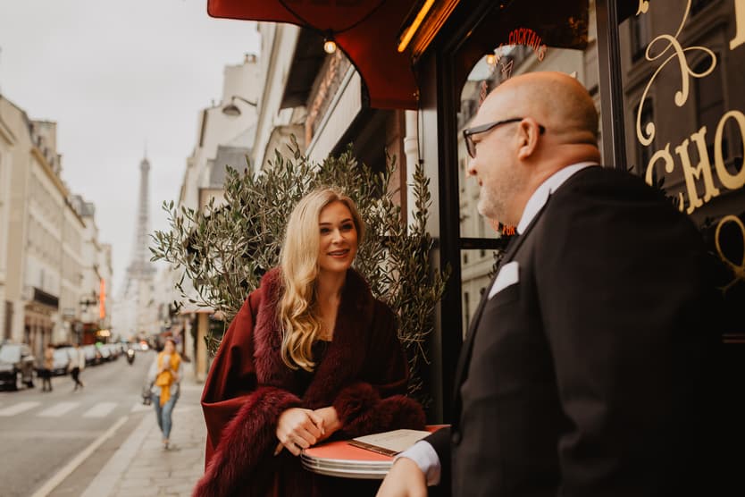 Paris autumn cafe couple