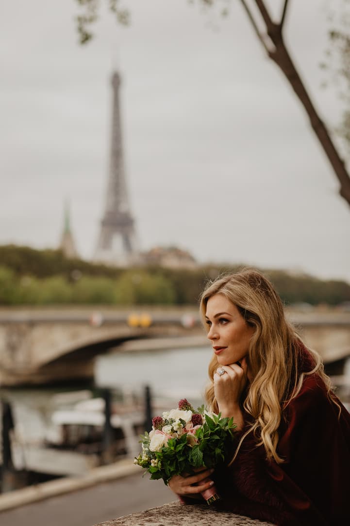 Autumn paris wedding photo eiffel tower