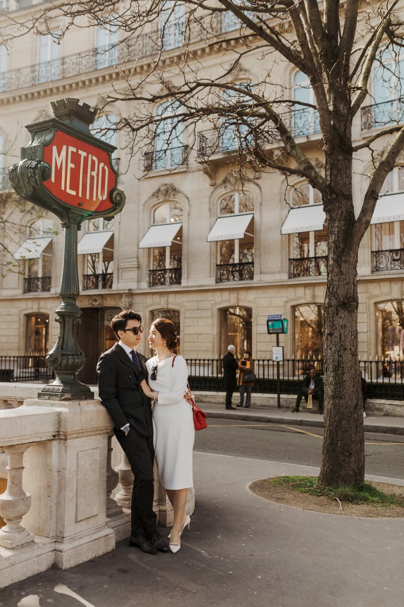 Paris metro couple wedding photoshoot