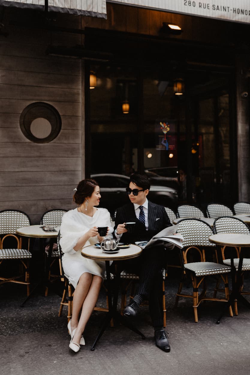 Paris couple cafe photoshoot