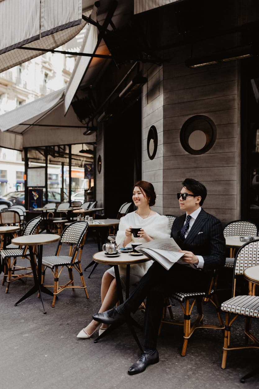 Paris couple cafe photoshoot