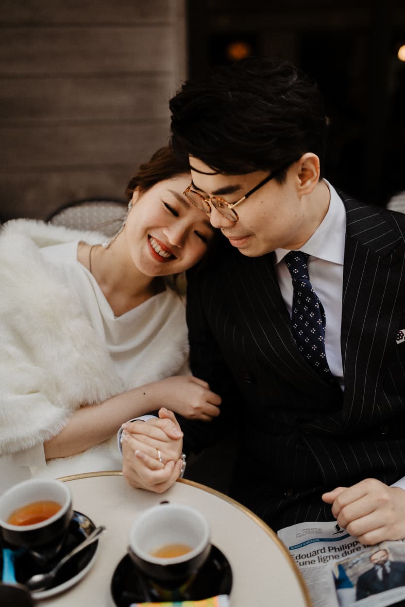 Paris couple cafe photoshoot portrait
