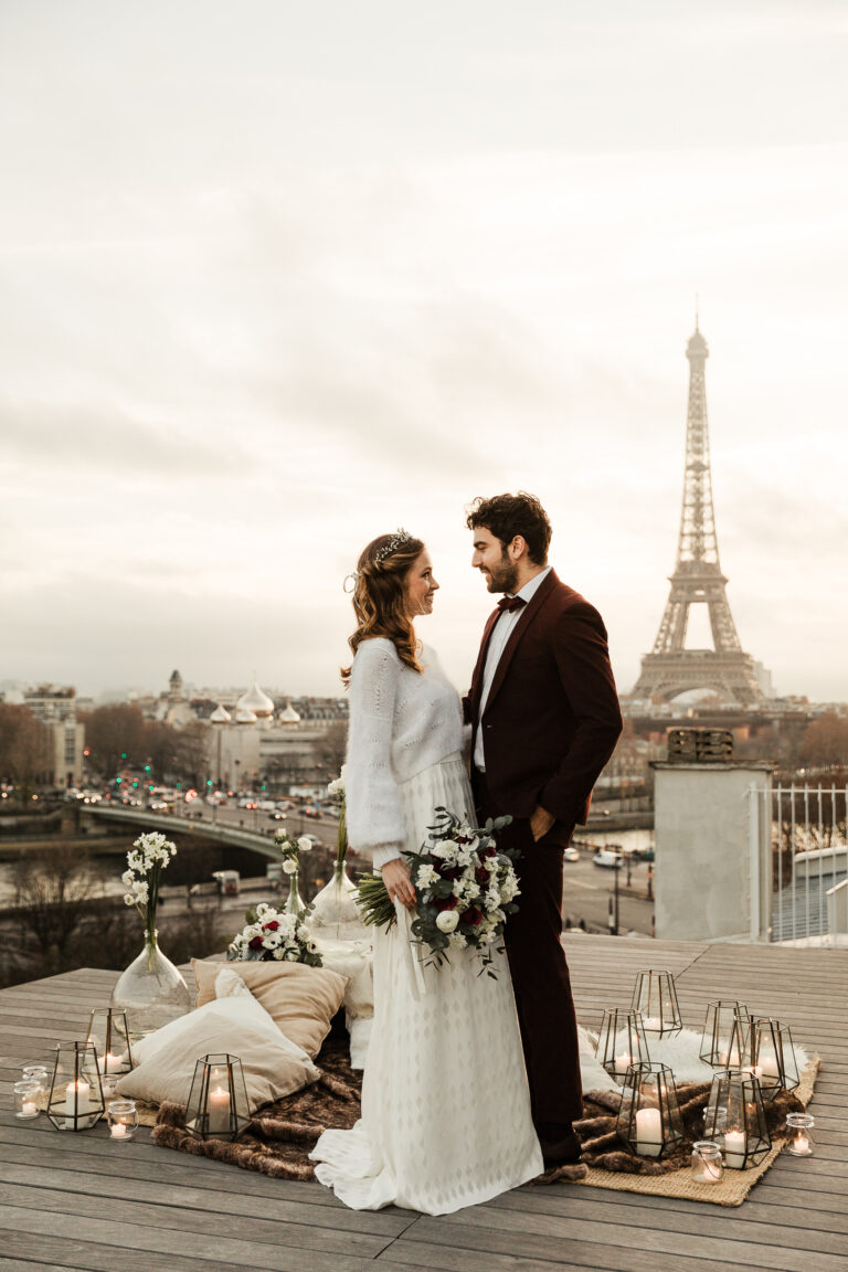 wedding Paris rooftop elopement photography
