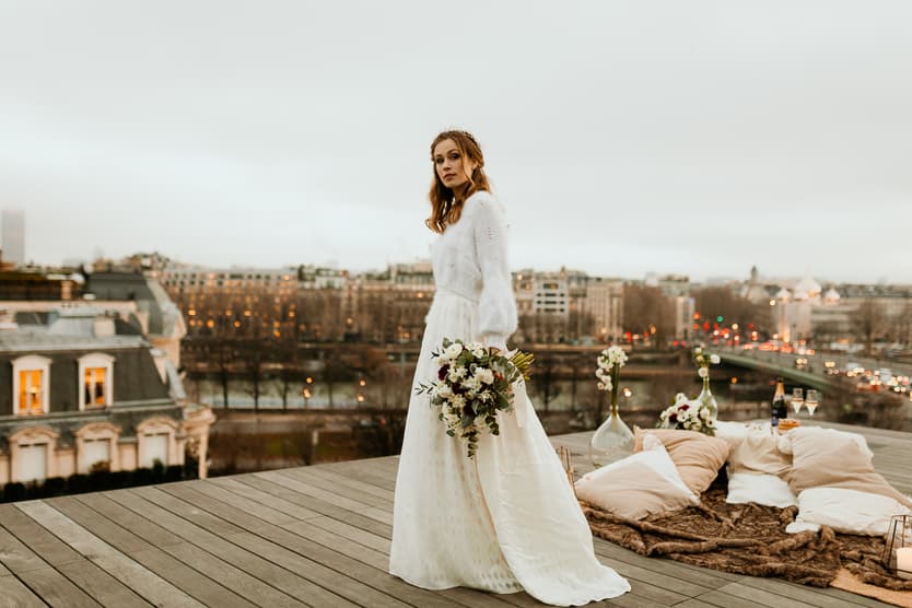bride paris elopement rooftop