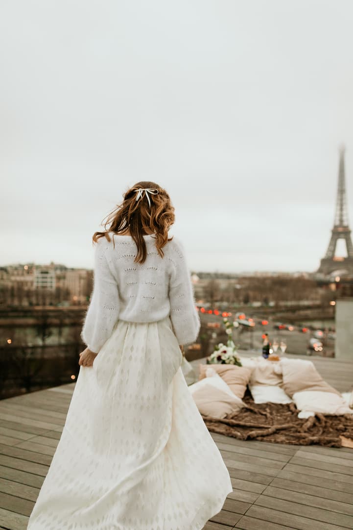 bride paris wedding rooftop