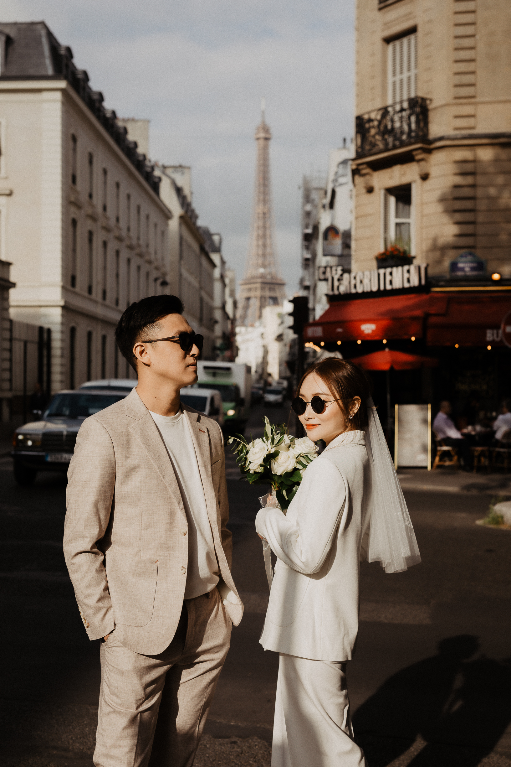 paris rue saint dominique wedding photo