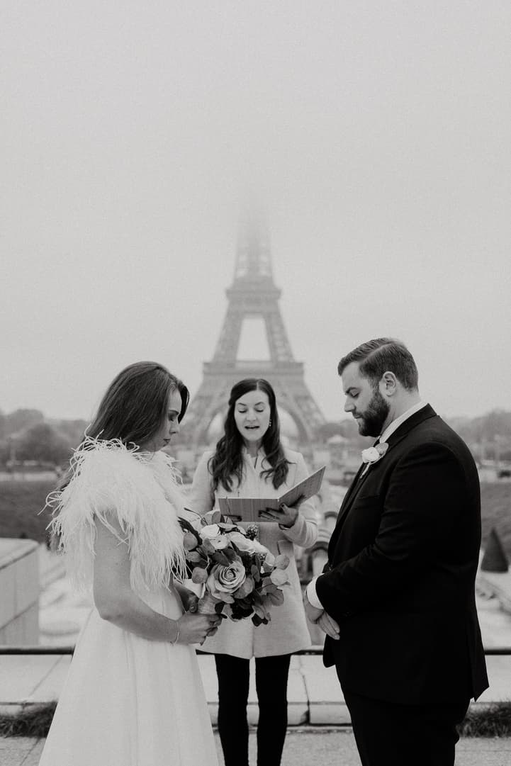 Paris Elopement officiant front of eiffel tower