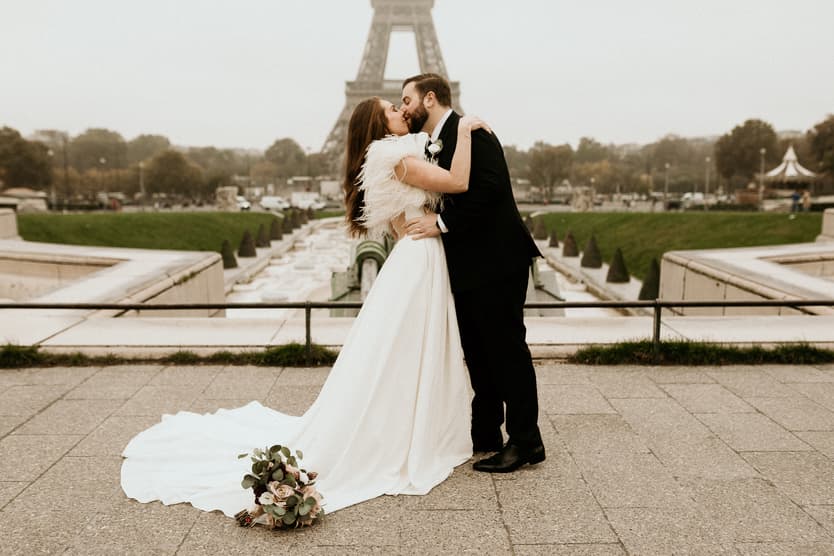 Bride & Groom Paris Elopement Eiffel tower
