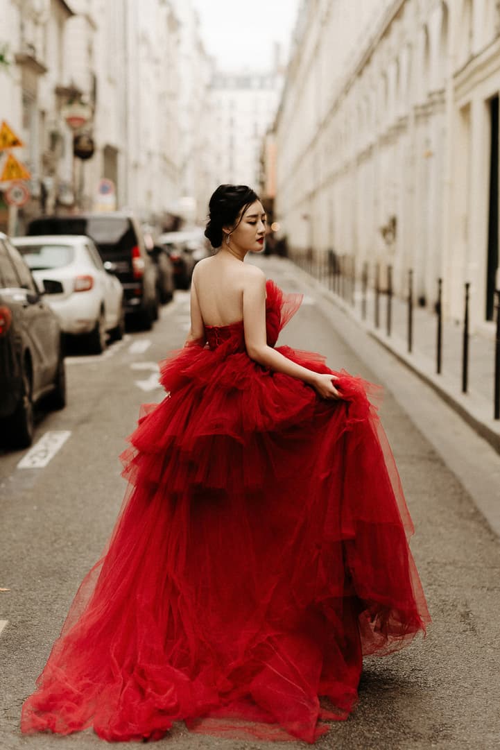 red wedding dress paris