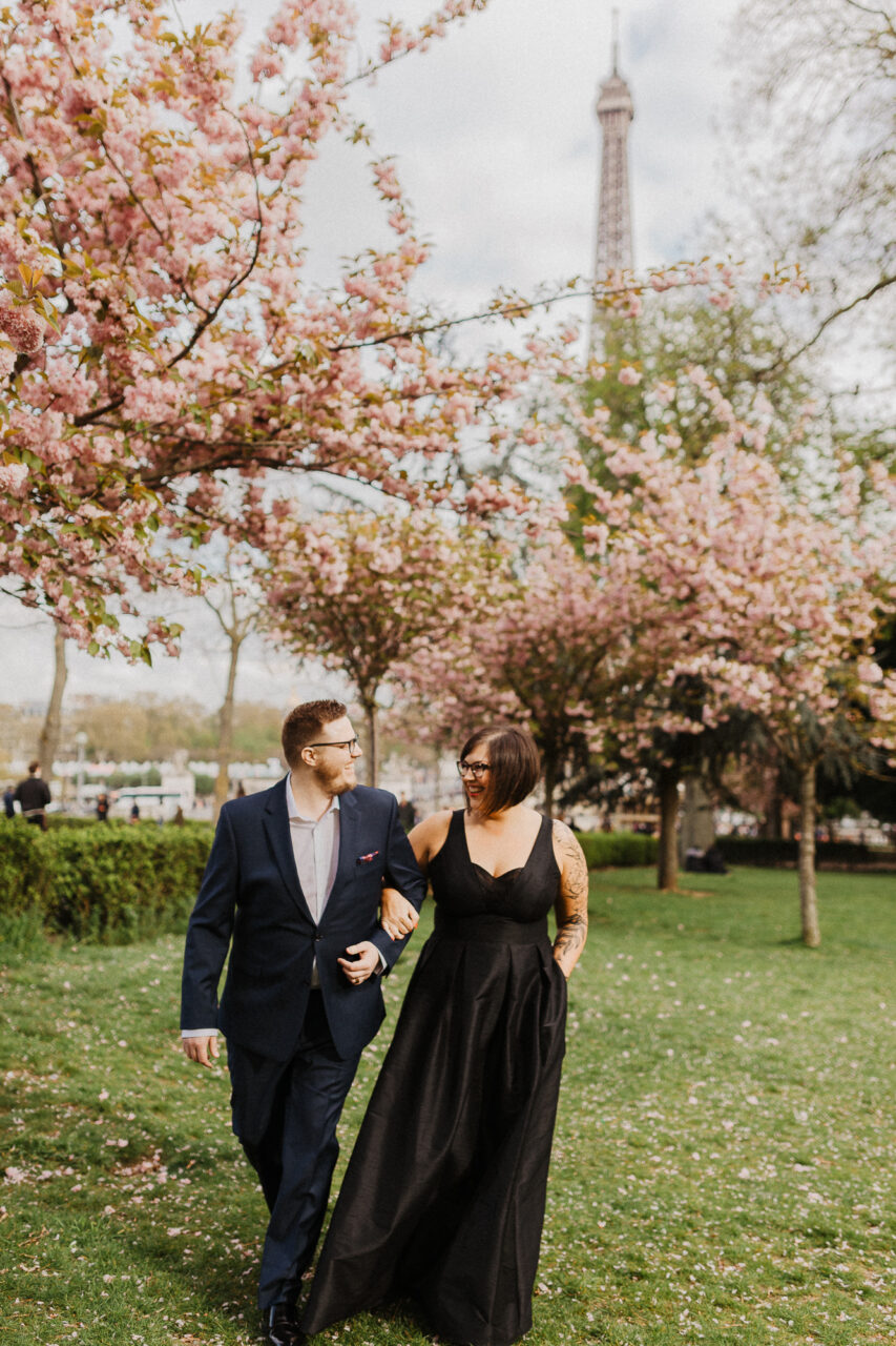 Paris wedding photographer spring cherry blossom