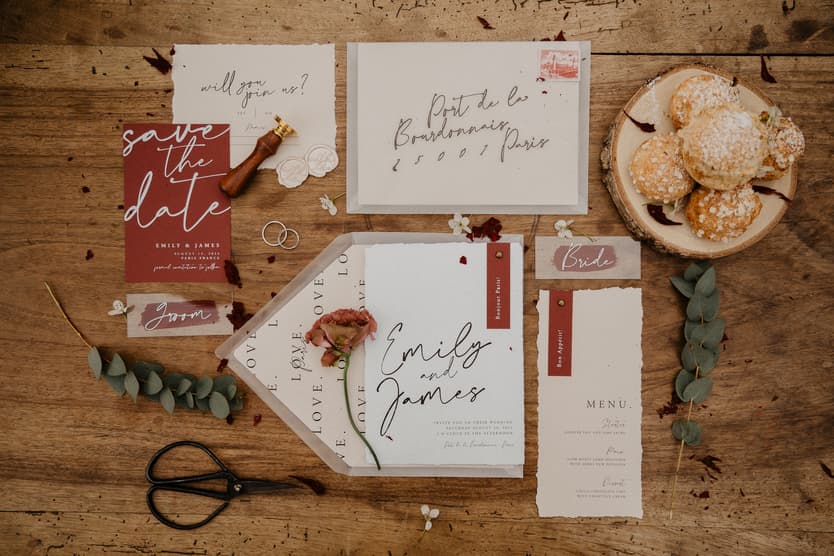 details stationery intimate autumn elopement wedding paris photographer