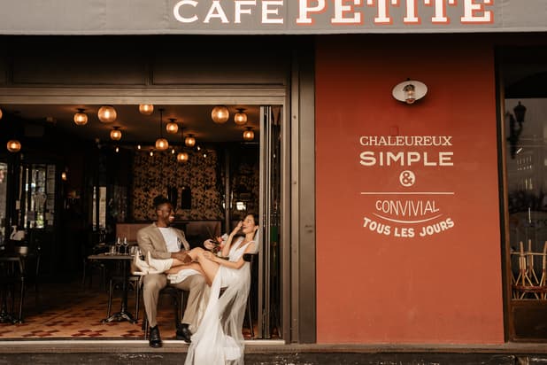 parisian cafe couple photo