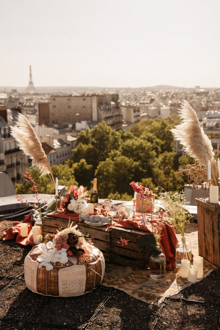 paris rooftop elopement decoration