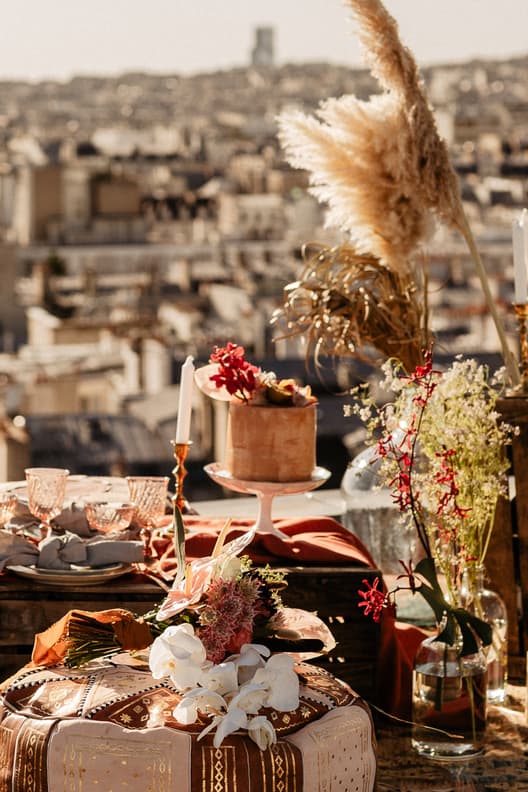 paris rooftop elopement decoration cake