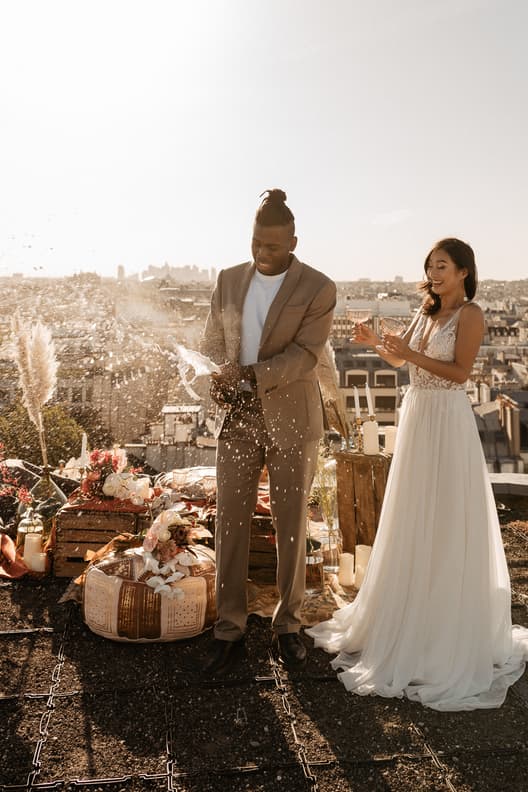 champagne elopement celebration paris rooftop