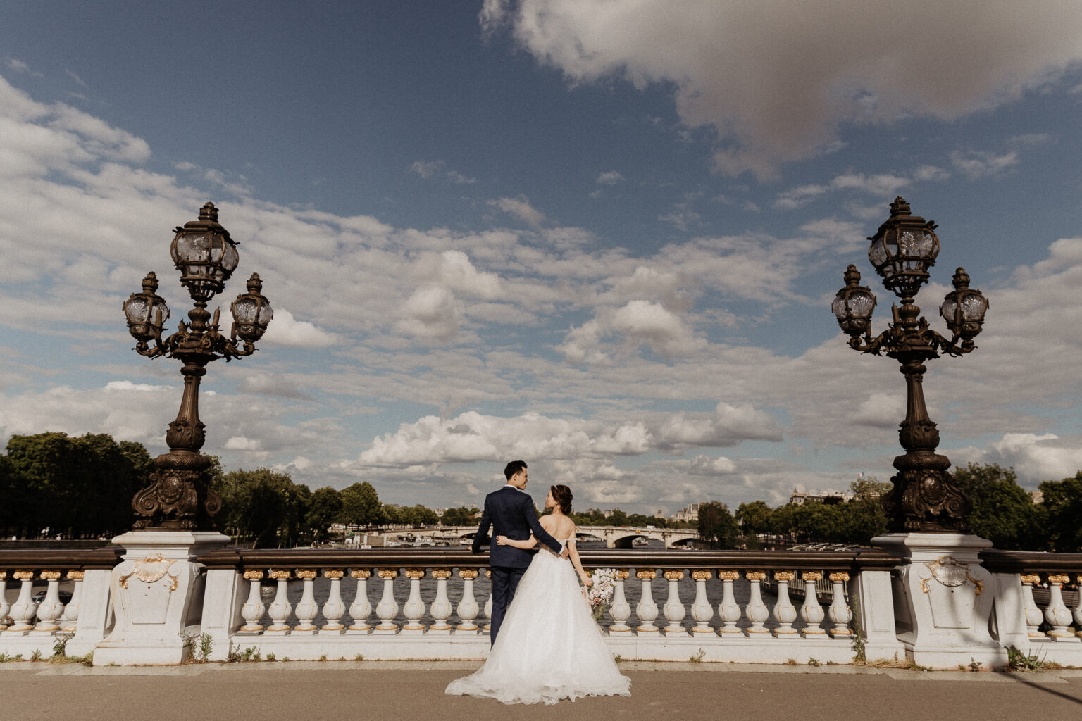Paris Wedding on Alexandre III bridge