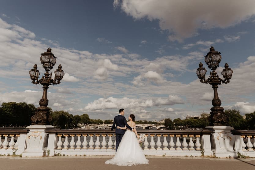 Paris Wedding on Alexandre III bridge