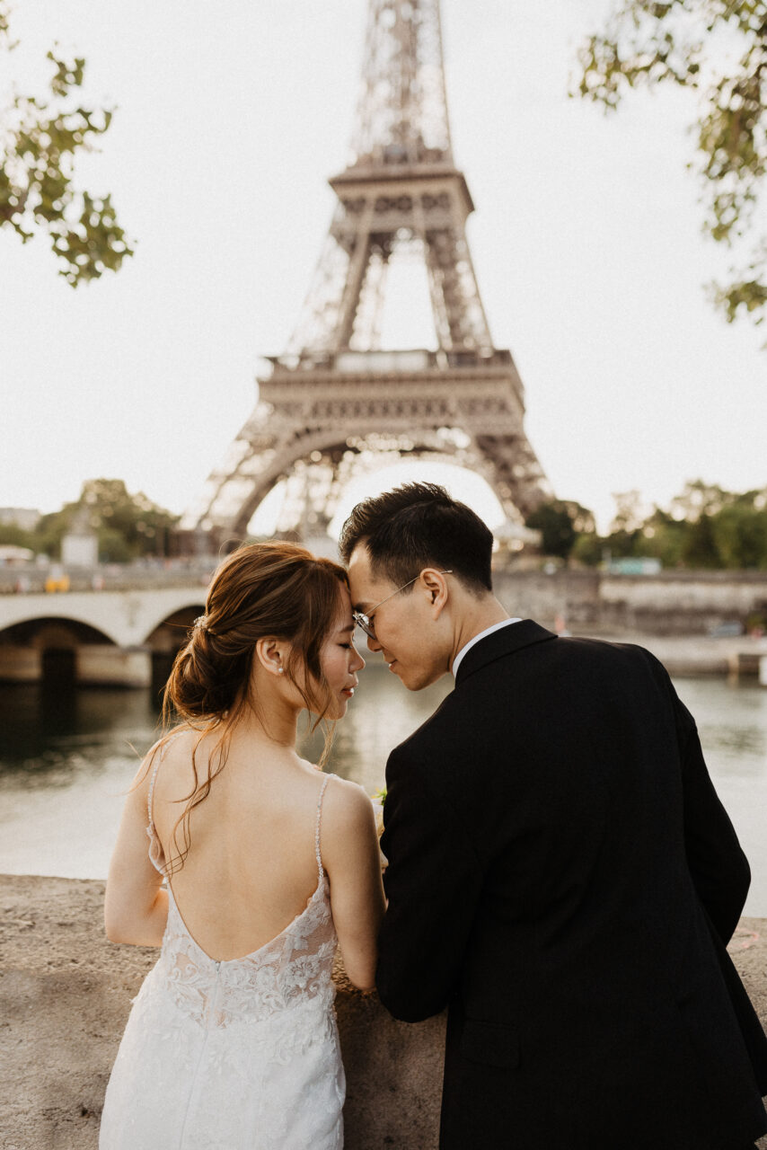 Paris pre-wedding Eiffel tower by the Seine river