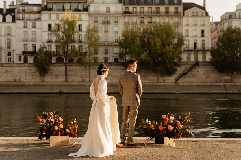 Bride walking towards the groom for first look
