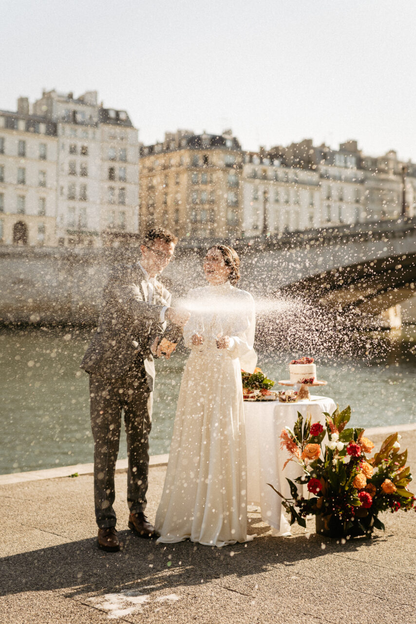 Champagne shower paris elopement wedding