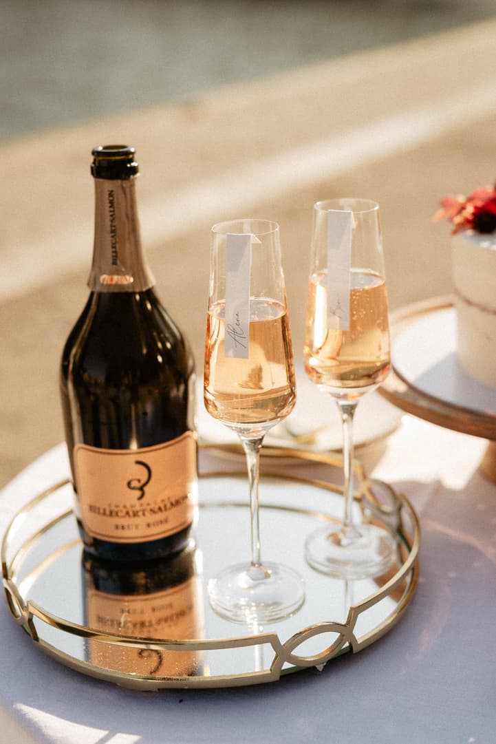 Champagne Billecart Salmon toast after wedding ceremony