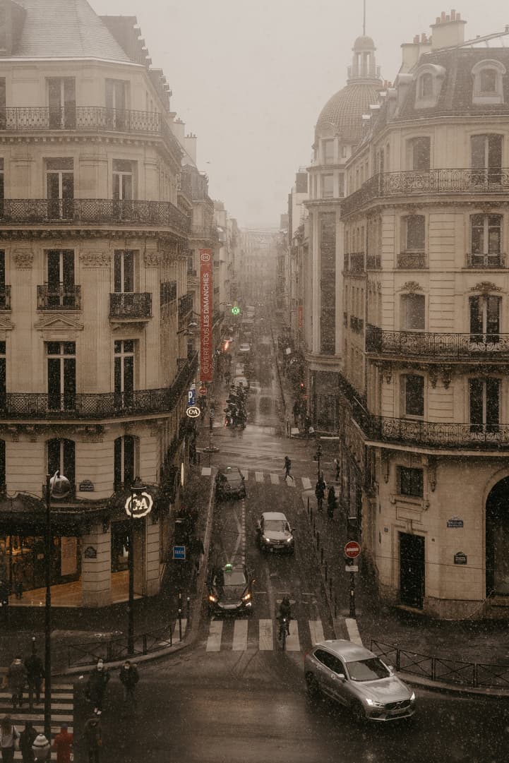 Snow in paris winter