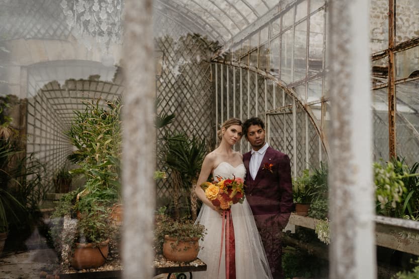 Colorful Elopement green house wedding ideas