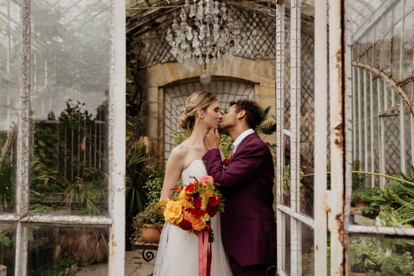 Colorful Elopement green house wedding ideas
