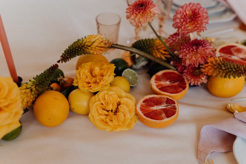 Colorful Elopement citrus wedding ideas