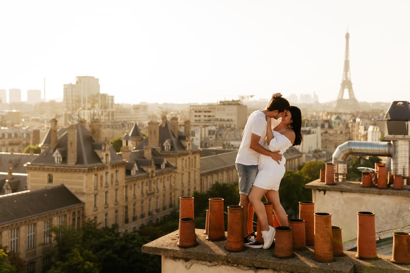 paris couple rooftop