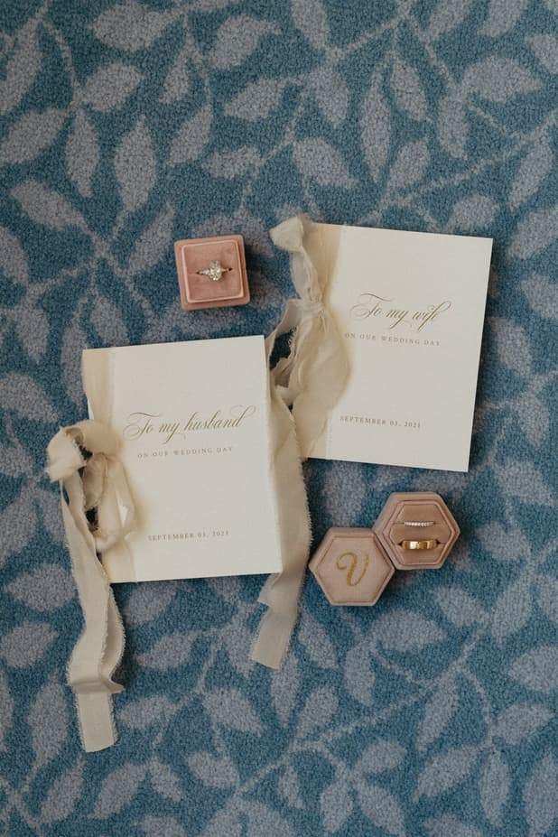 wedding vows book with wedding rings paris intimate wedding photographer