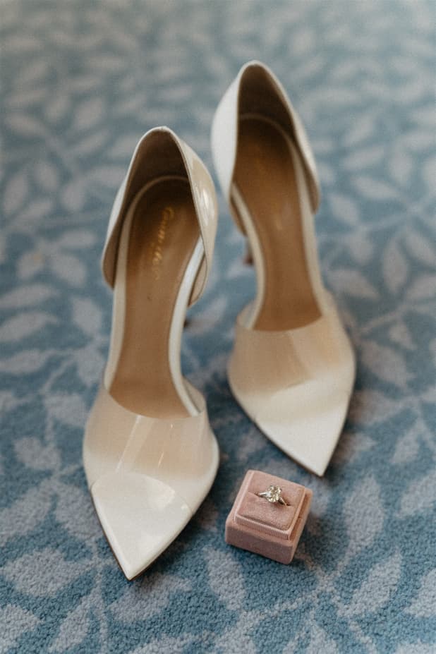 wedding shoes and rings paris intimate wedding photographer