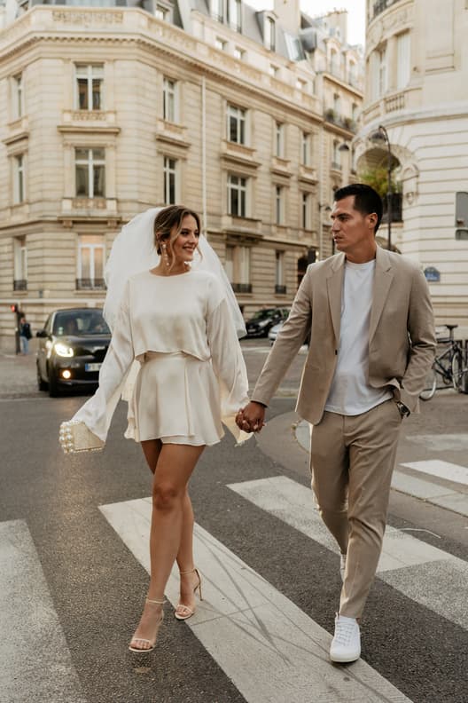 sunset paris street photoshoot cloudy day fashion couple engagement