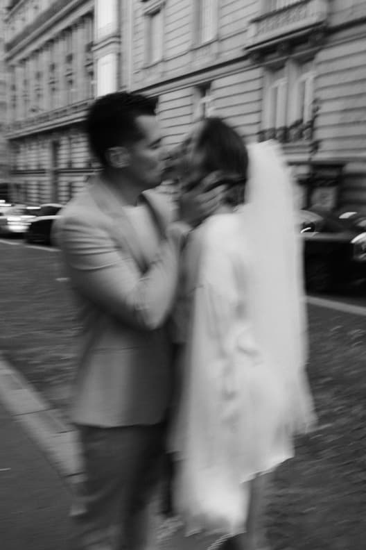 sunset paris street photoshoot cloudy day fashion couple engagement