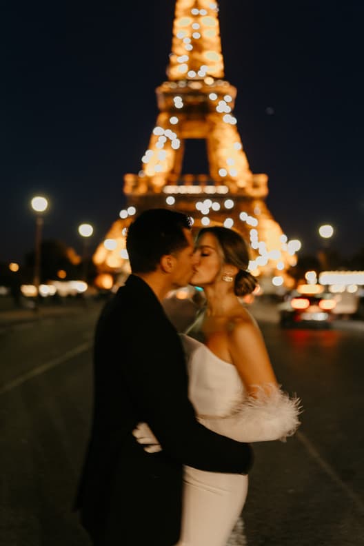 Eiffel tower blinking couple photoshoot paris at night with fashion couple engagement