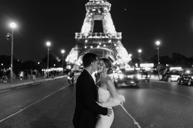 Eiffel tower blinking couple photoshoot paris at night with fashion couple engagement