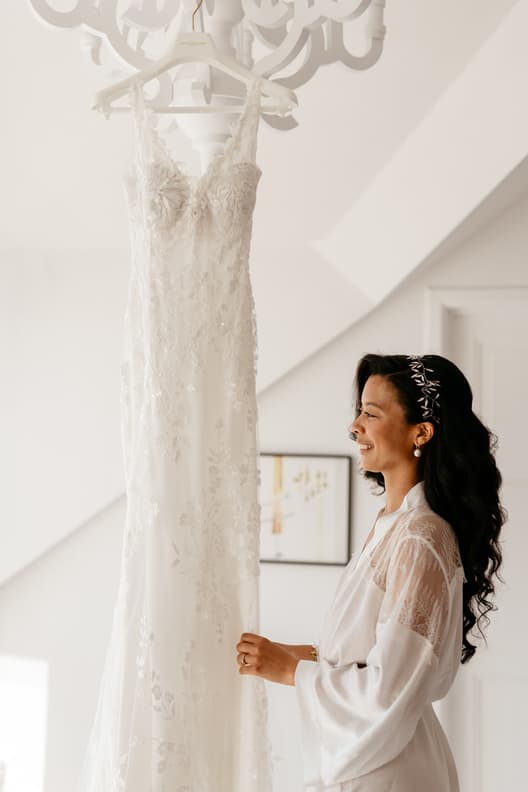 Bride wedding preparations with bridesmaids