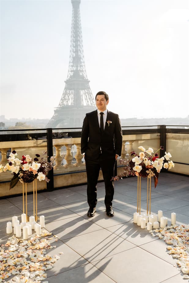 Groom waiting at Shangri-La Paris Alter