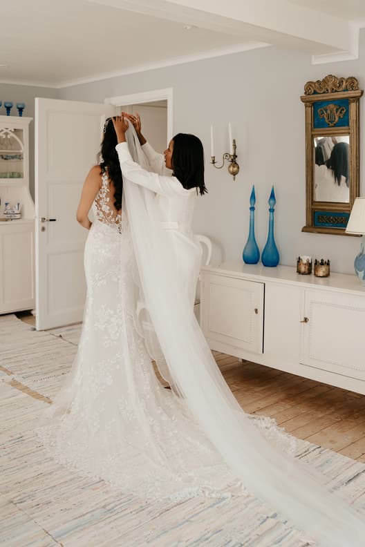 Bride Wedding Preparations with her Bridesmaid
