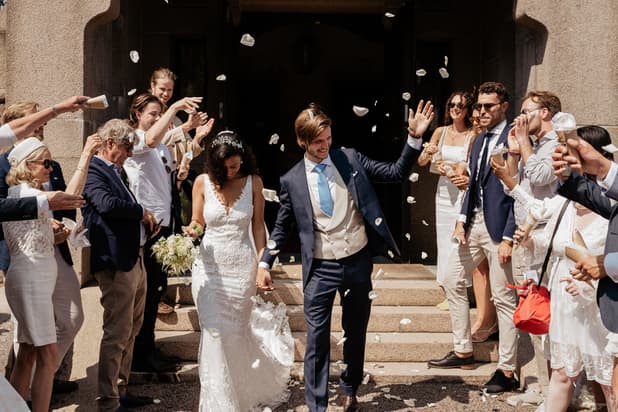 Bride & Groom Ceremony Exit with Petal Toss