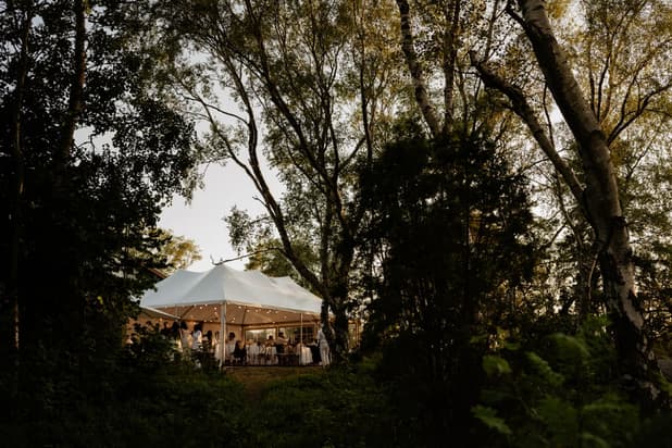 Wedding Ambiance Shot in Woods with Fairy Lights