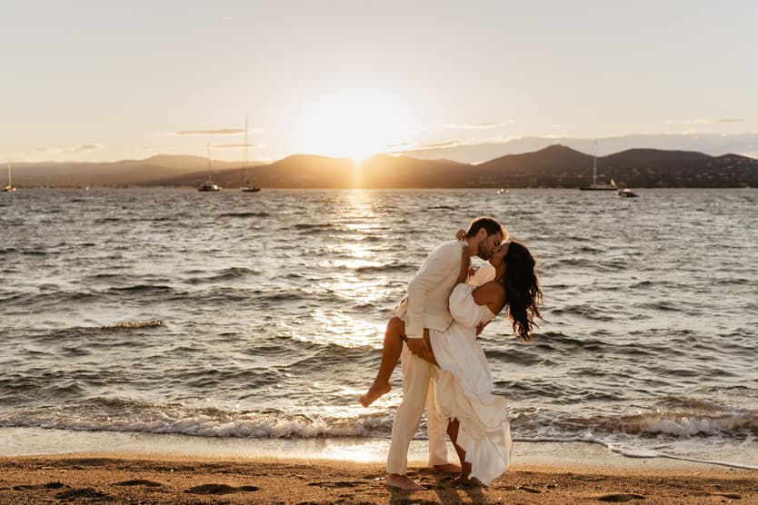 Saint Tropez Beach Wedding Couple Sunset